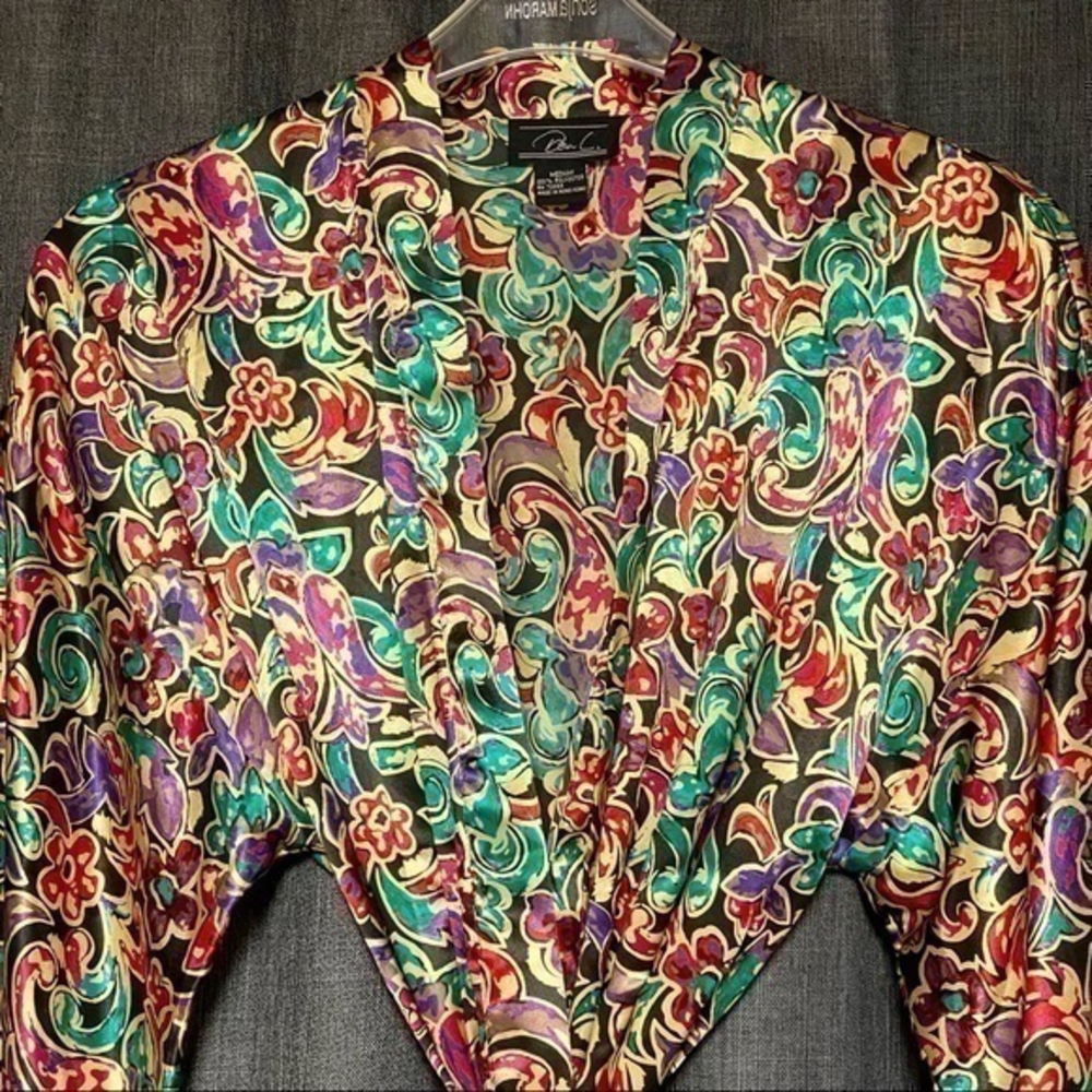 1990’s Dora C. Polyester floral print robe‎